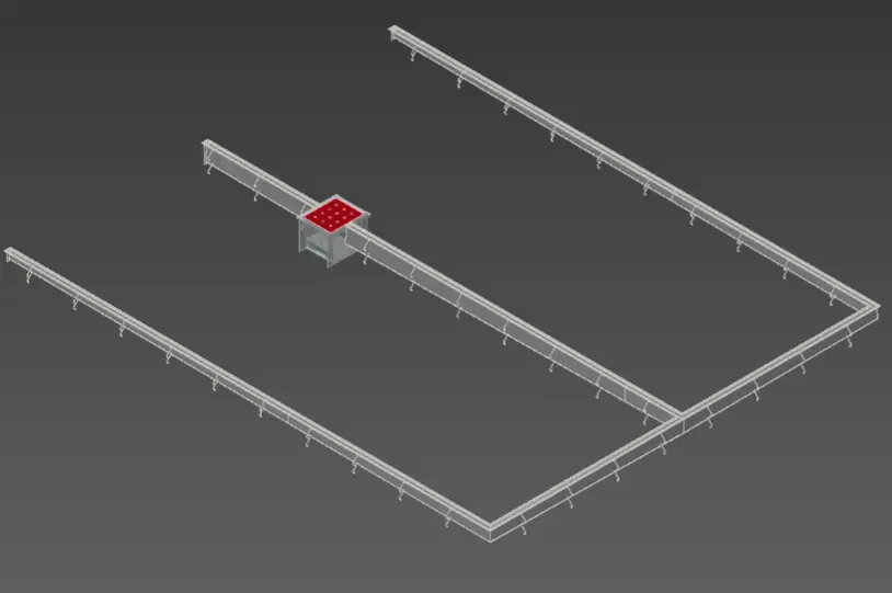Slot drain system with three runs